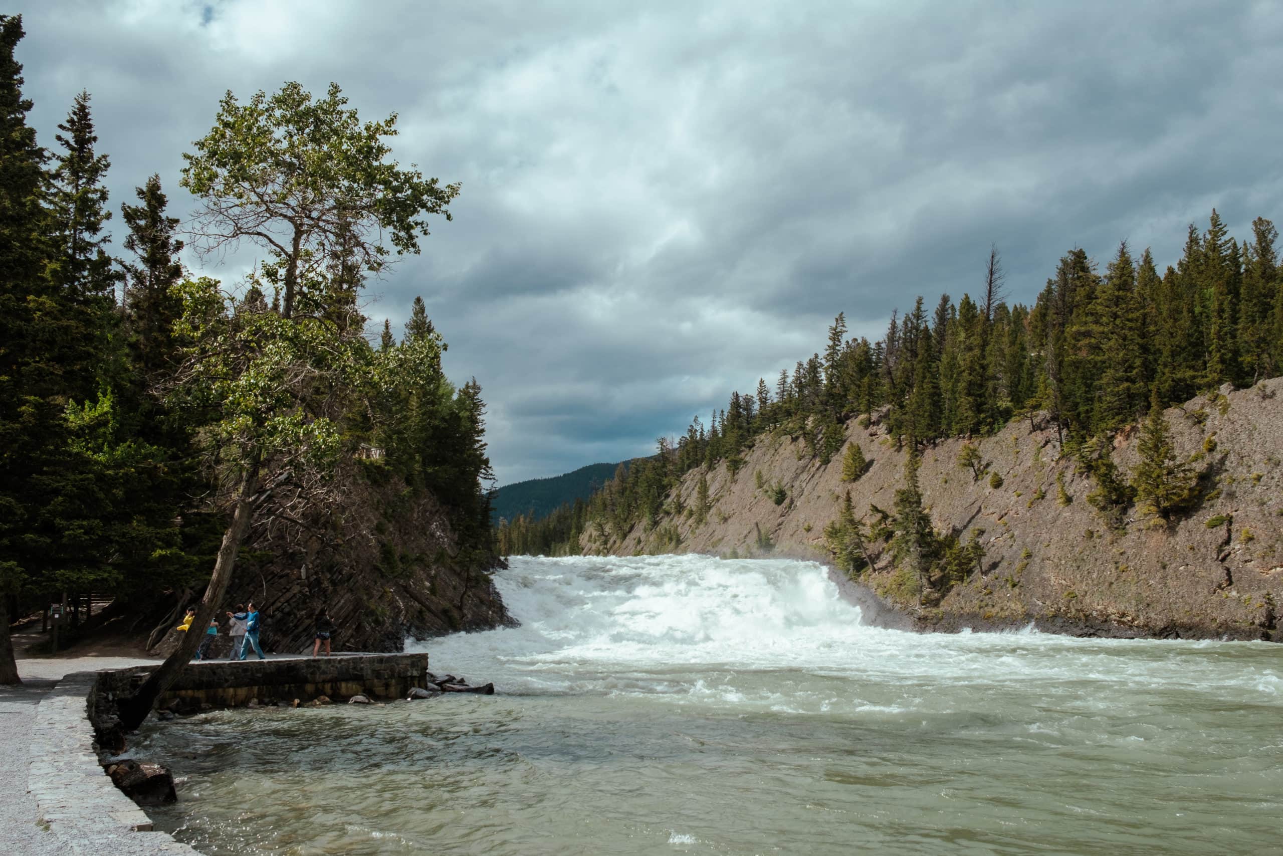 The Bow Falls waterfall.