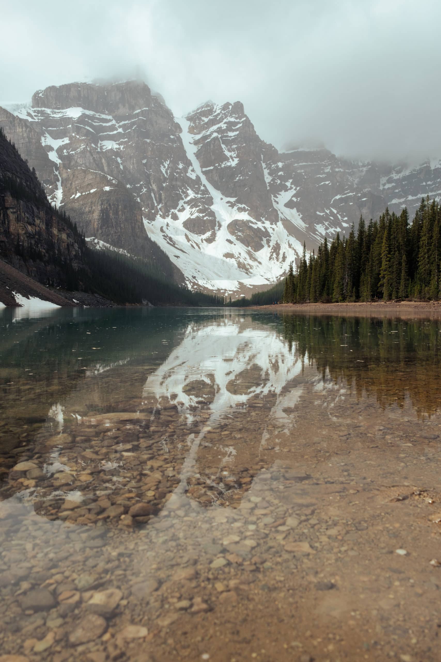 The clear waters of Moraine Lake.