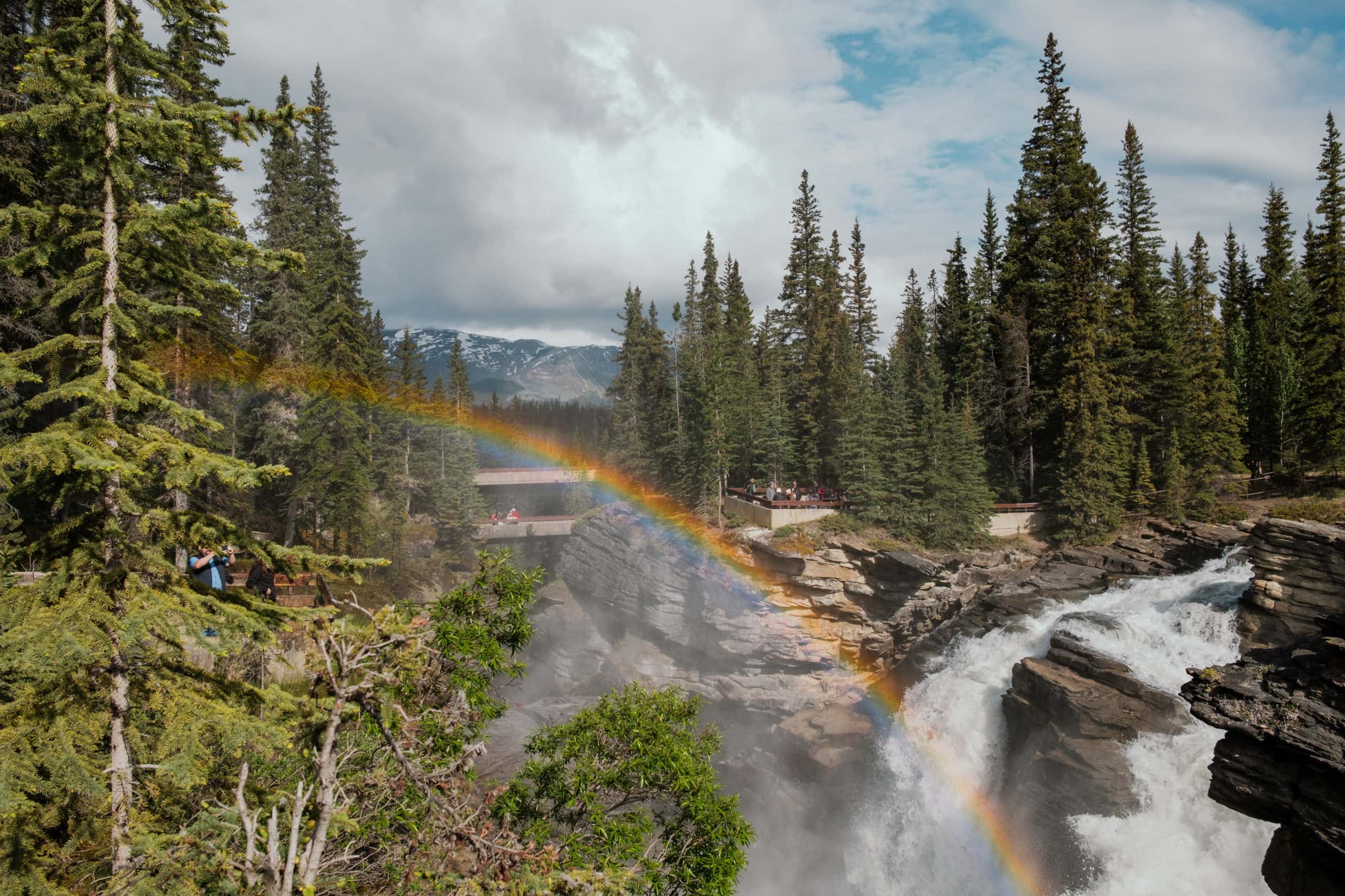A rainbow at Athabasca Falls.