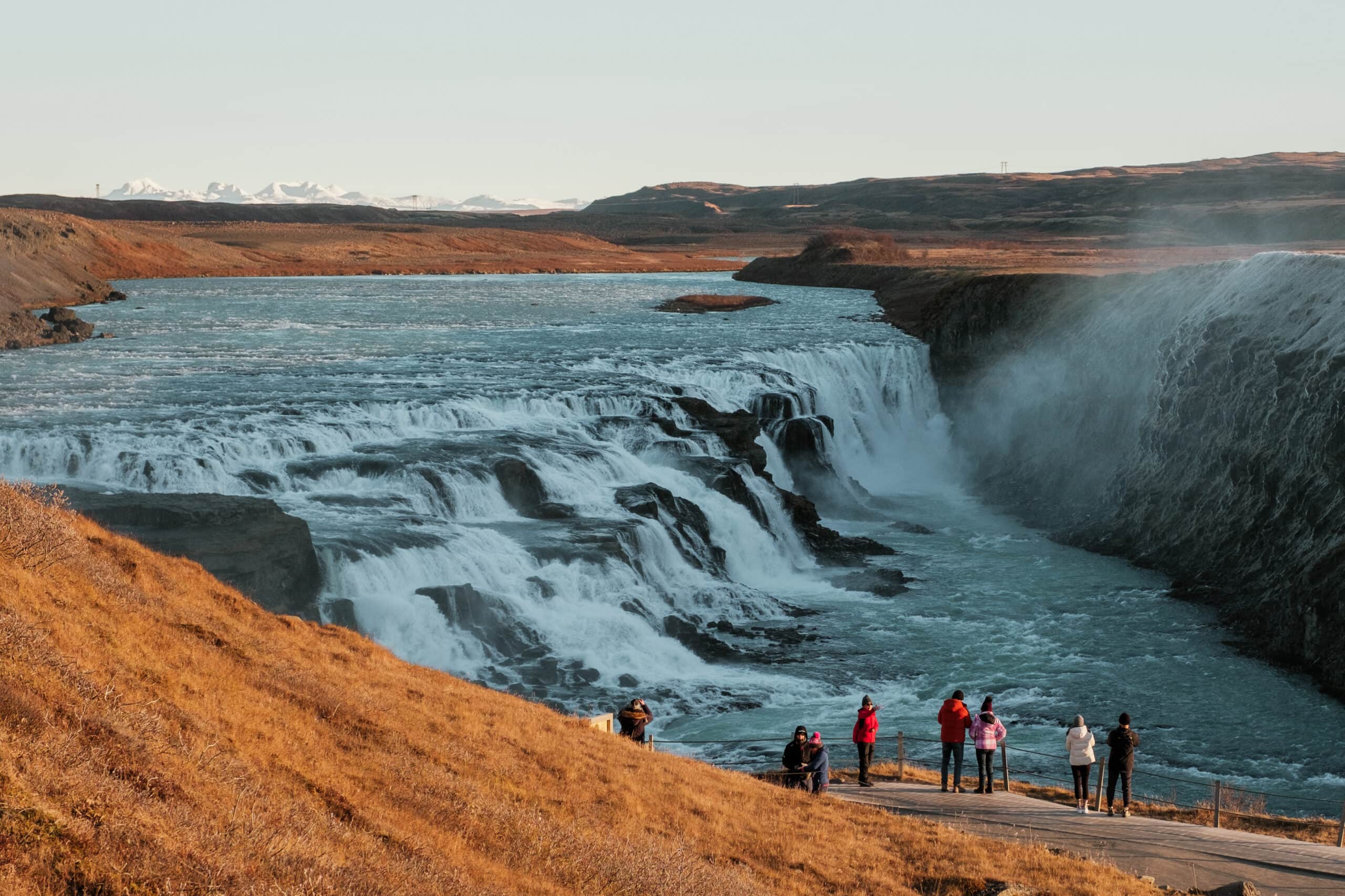 People looking at Gullfoss.