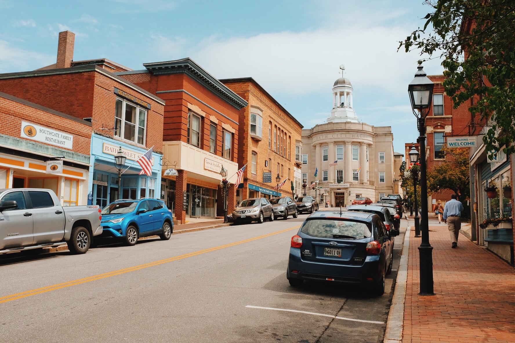 Street scene in Bath, Maine.