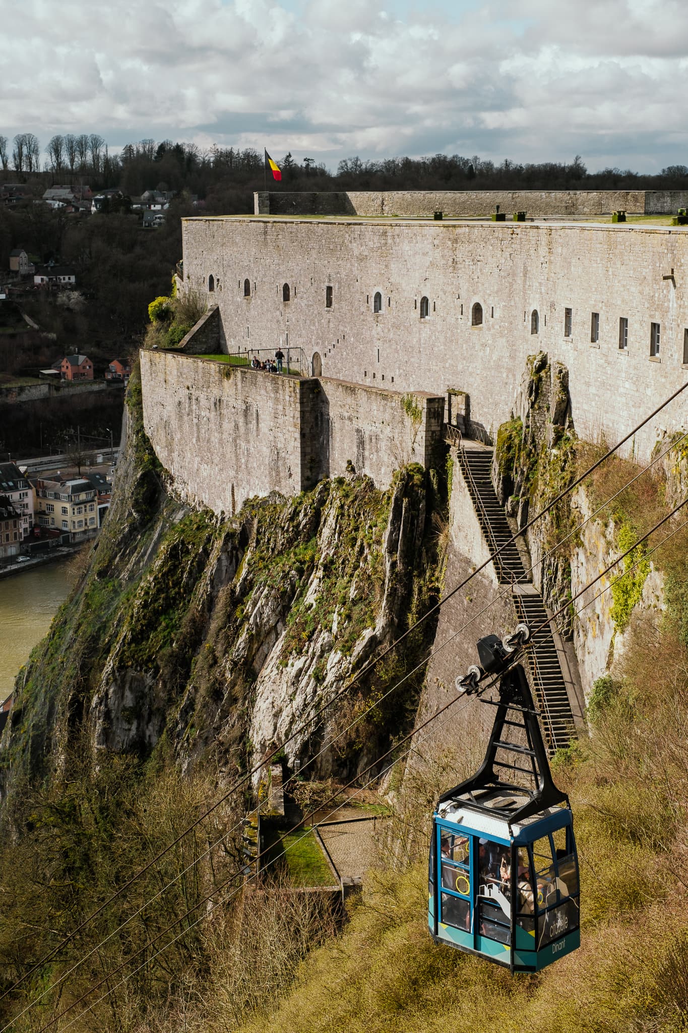 A cable car goes up to the citadel of Dinant.