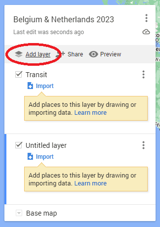 Screenshot showing how to add a new layer.