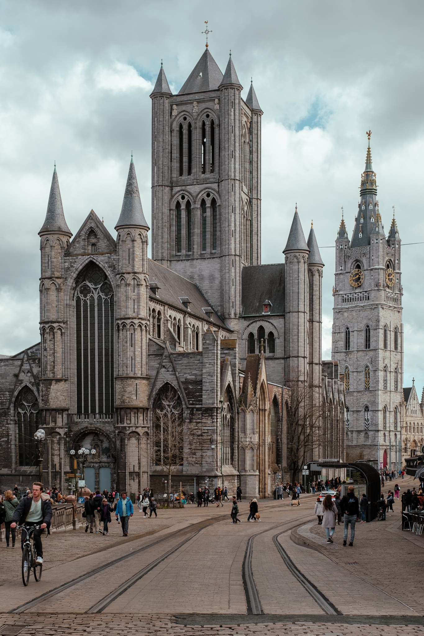 A Ghent church and the Belfry of Ghent.