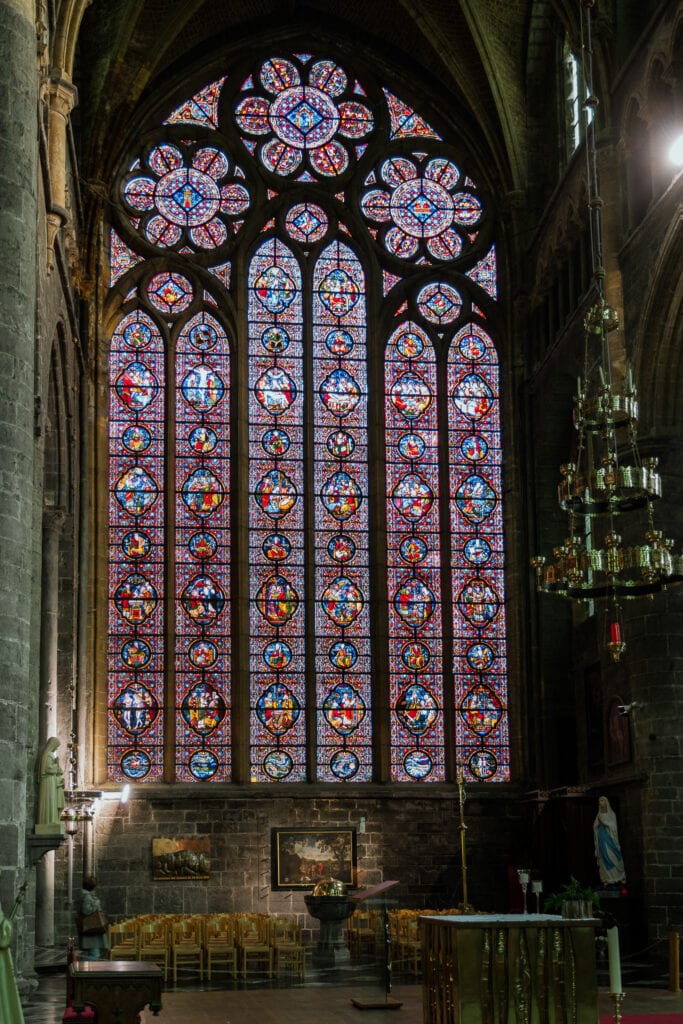 A stained glass window in Notre Dame of Dinant.