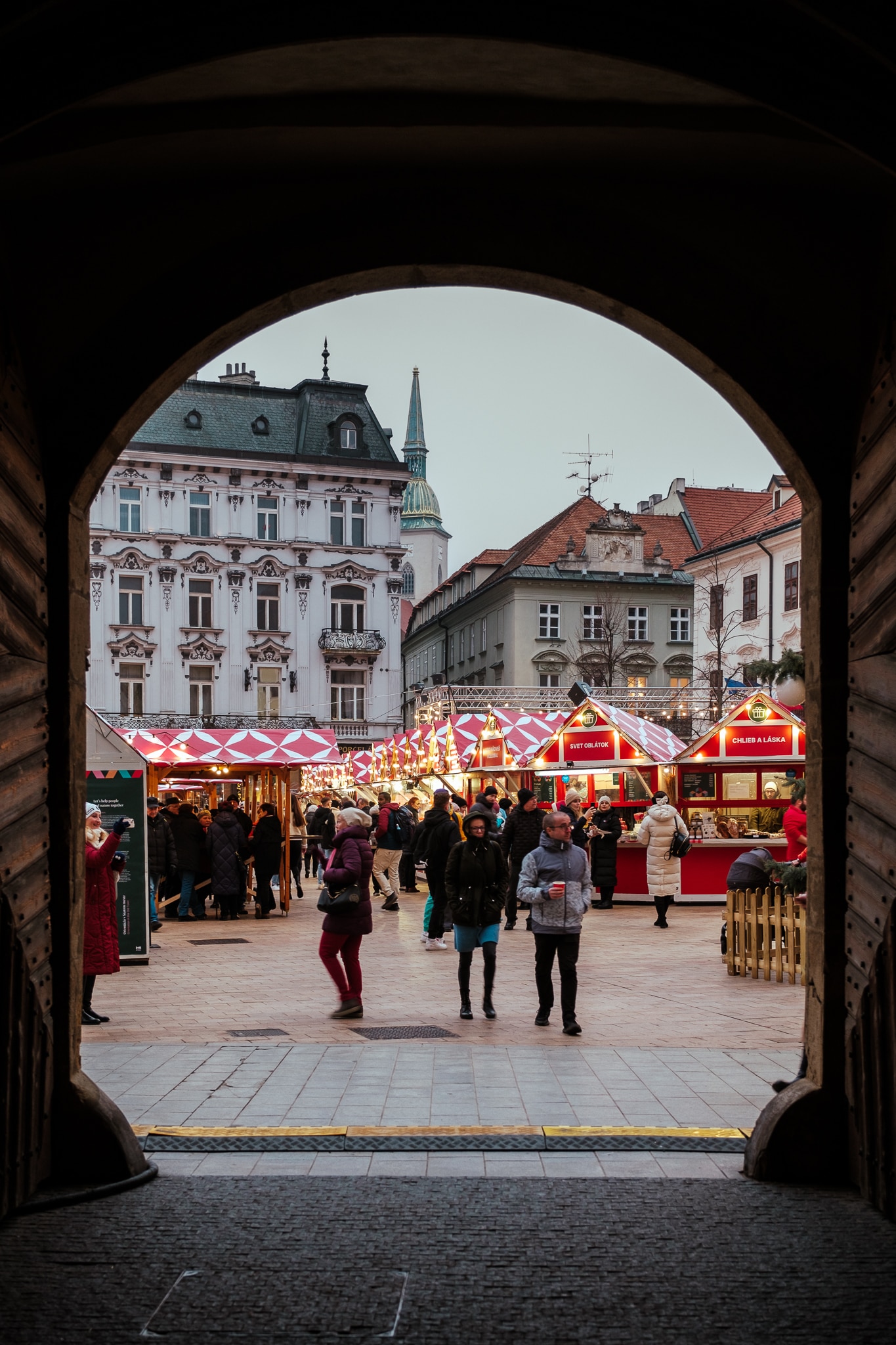 A Christmas market in Bratislava.