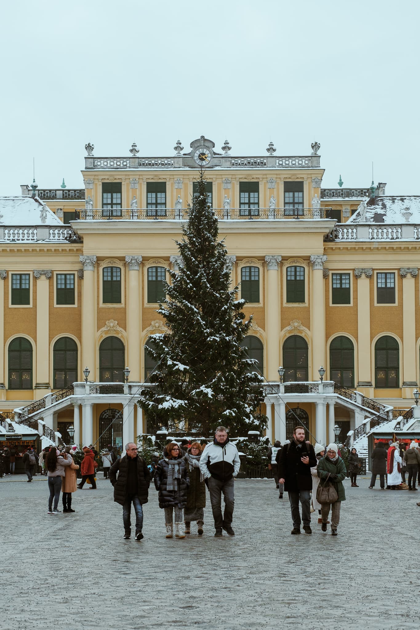 A Christmas tree in front of Schonbrunn Palace.