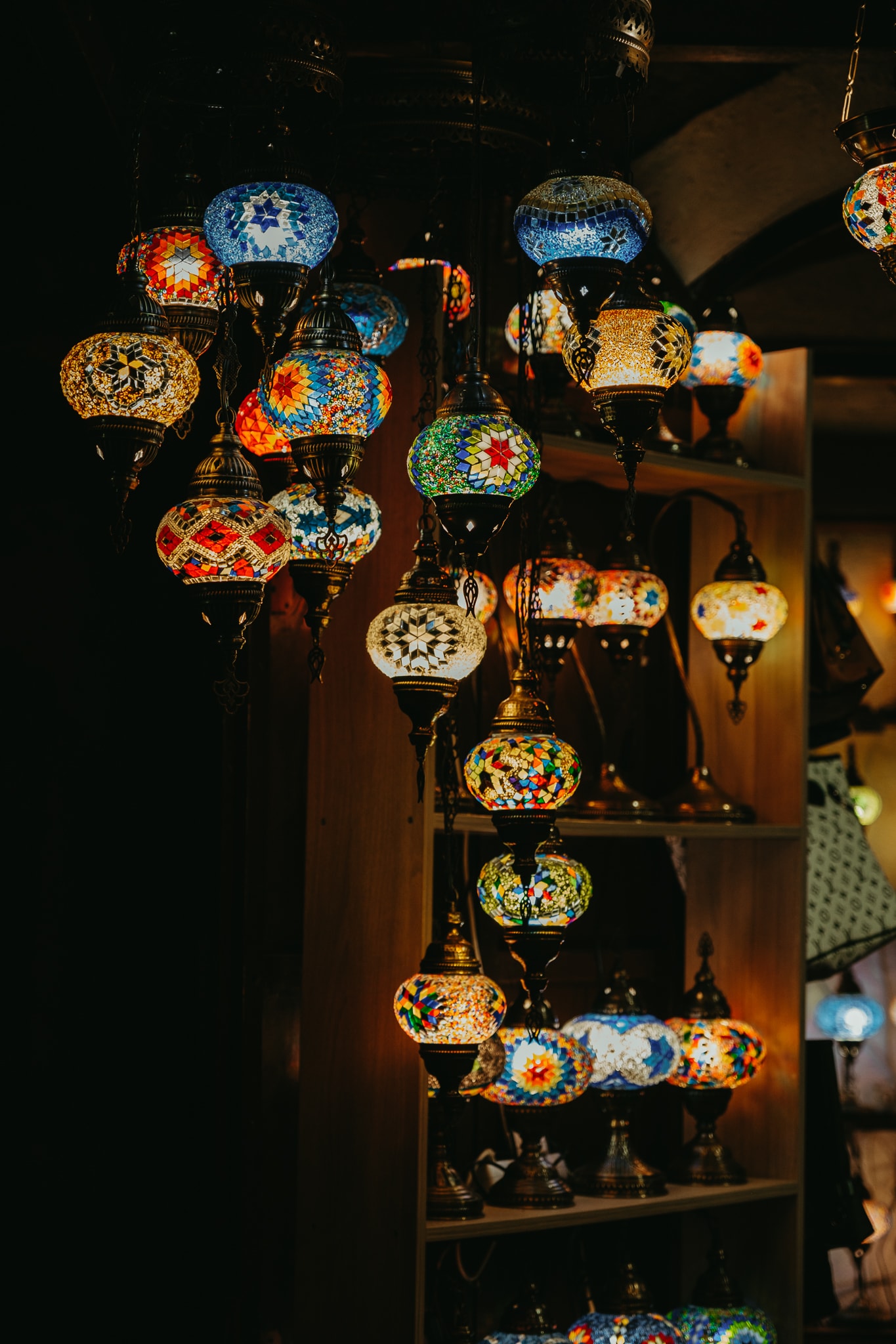 Colorful hanging lamps in Mostar.