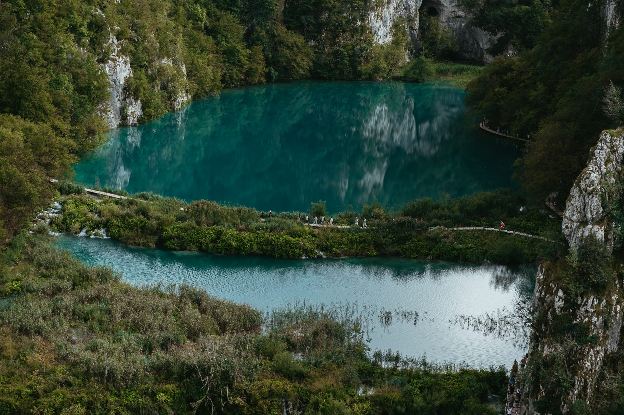 Plitvice Lakes, as seen from above.