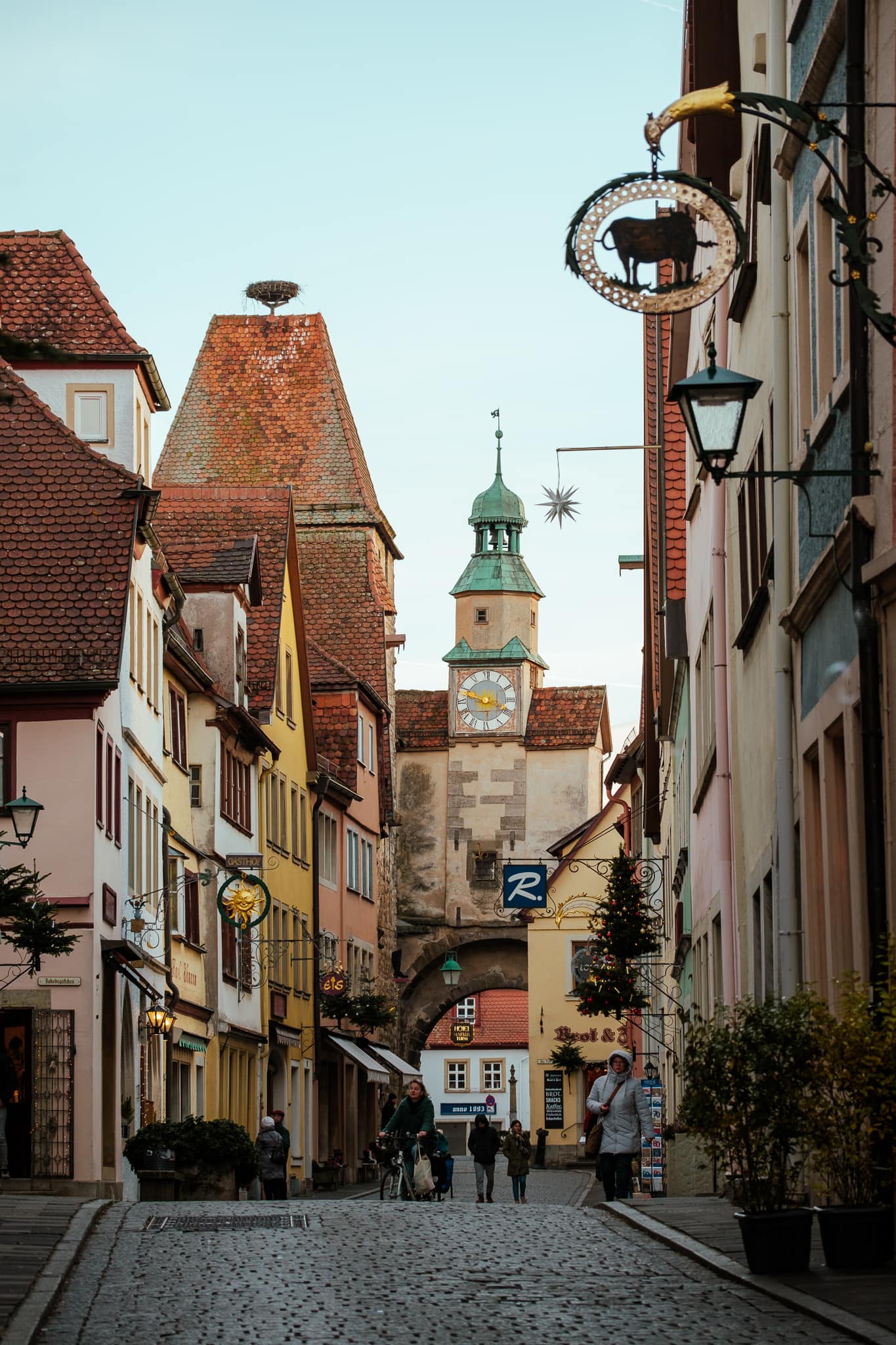 A street scene in Rothenburg ob der Tauber.