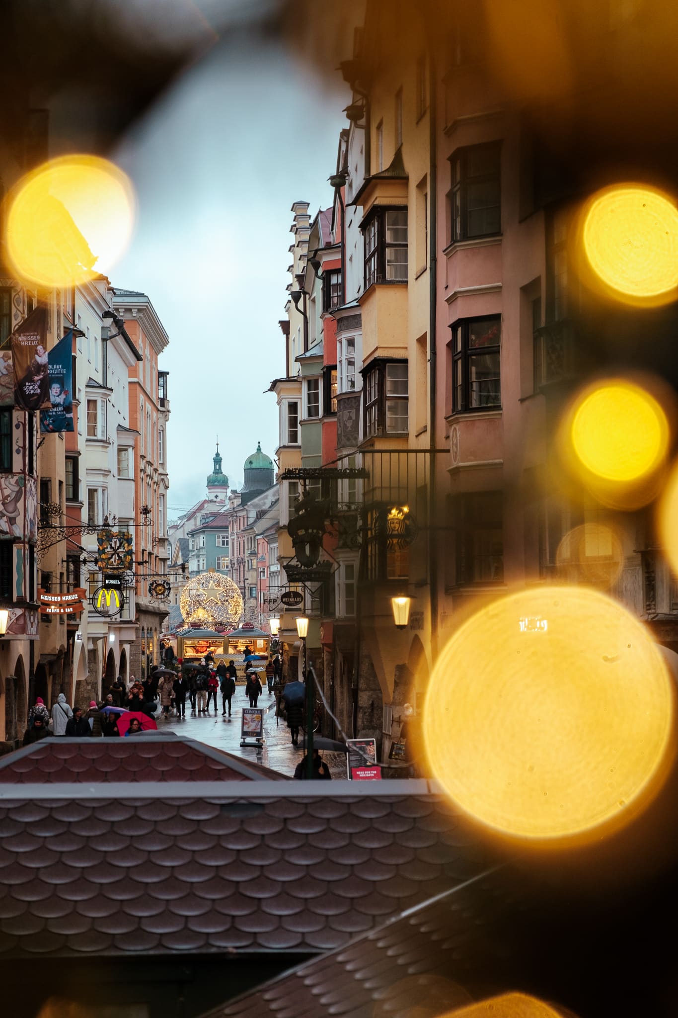 Looking down a street in Innsbruck, Austria.