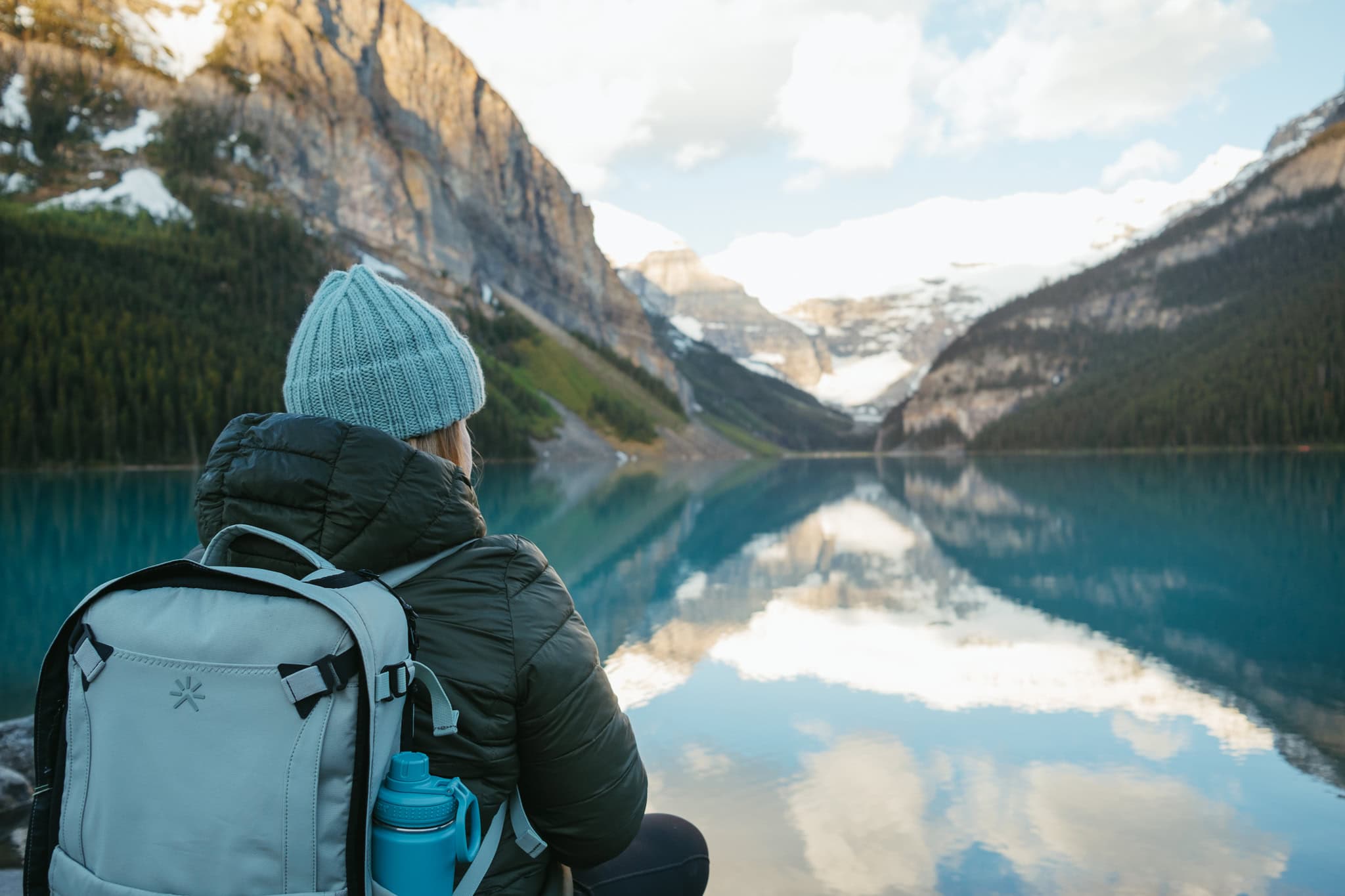 Woman looking at Lake Louise.