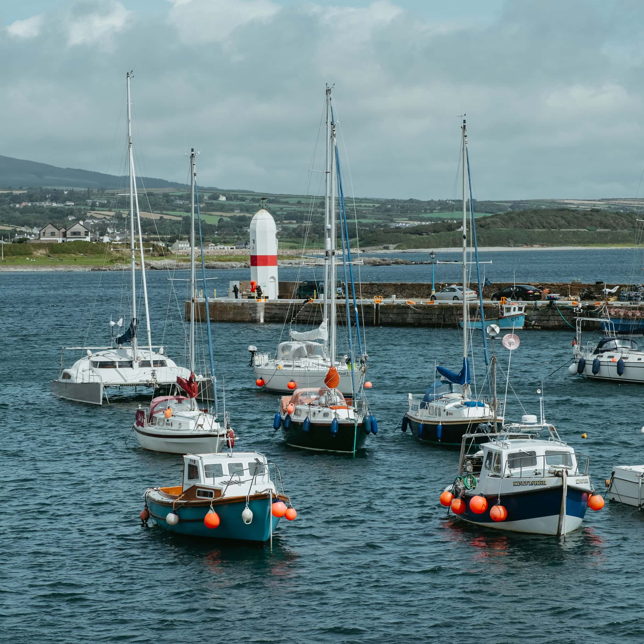 Boats docked at the Port St. Mary harbor.