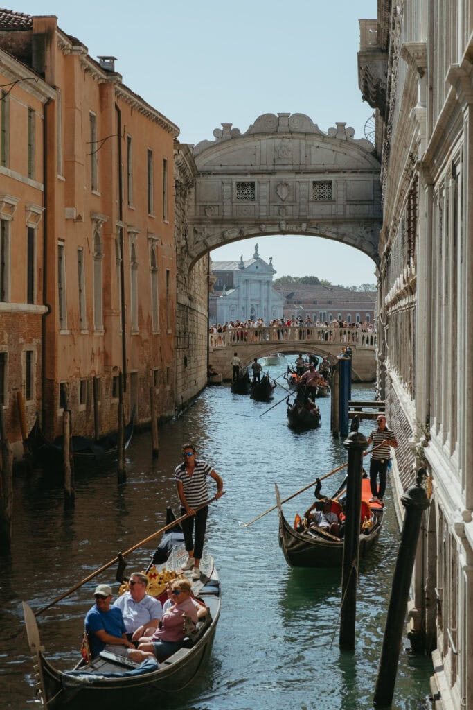 Gondolas below the Bridge of Sighs.