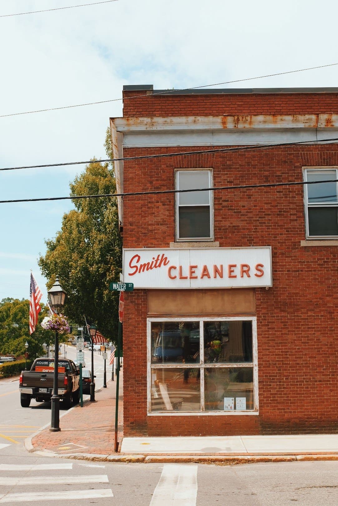 Exterior of Smith Cleaners building.