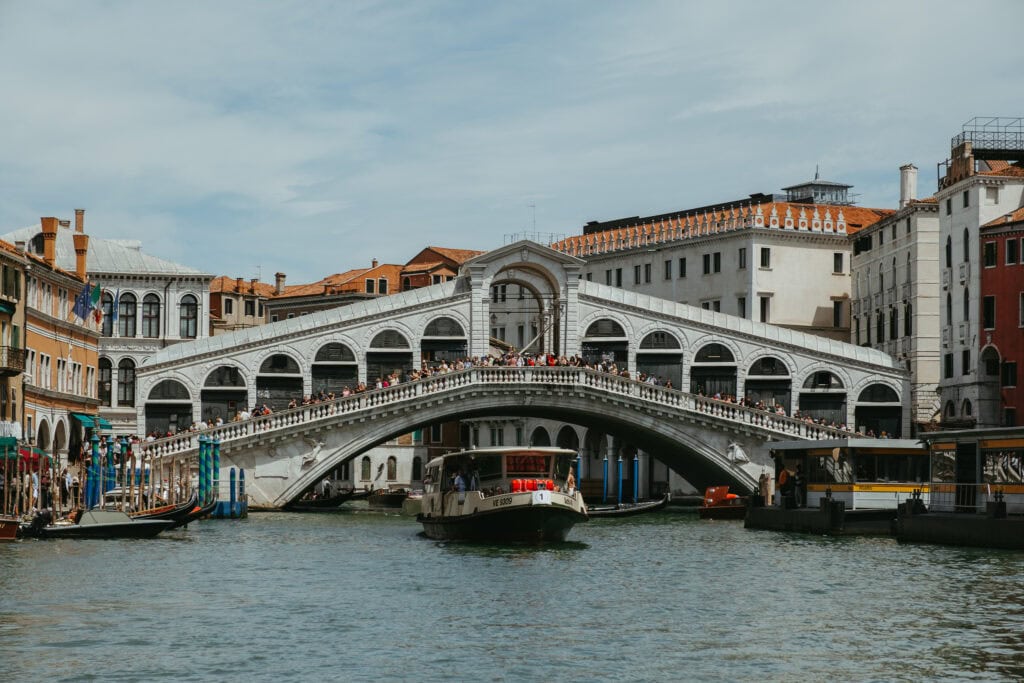 Rialto Bridge, as seen from the Grand Canal.