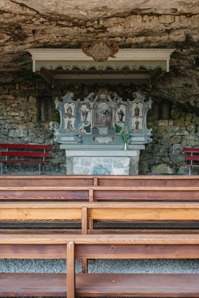 A small chapel inside a cave.