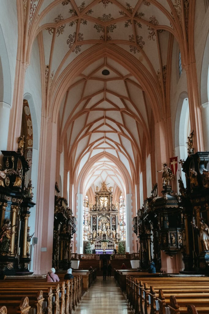 A pink cathedral interior.
